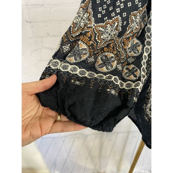 ⭐ 3/$15 Large Boho Chic Off-Shoulder Tunic Blouse With Geometric Paisley Print - Picture 4 of 5